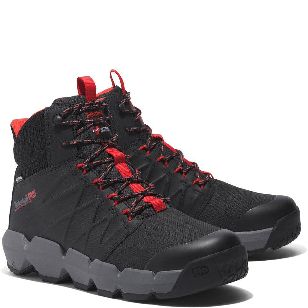 Morphix 6" Waterproof Composite Toe Work Boot for Men in Black/Red