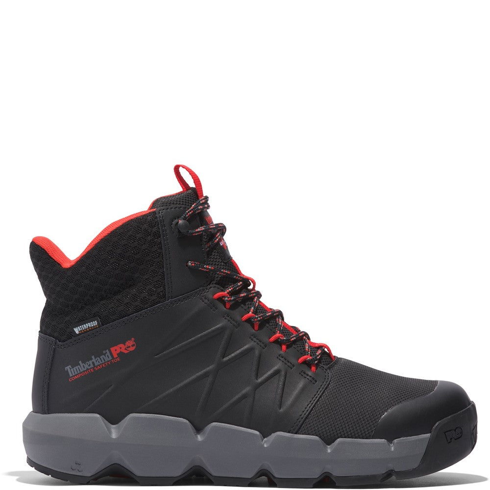 Morphix 6" Waterproof Composite Toe Work Boot for Men in Black/Red