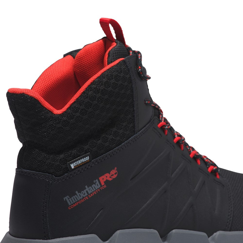 Morphix 6" Waterproof Composite Toe Work Boot for Men in Black/Red